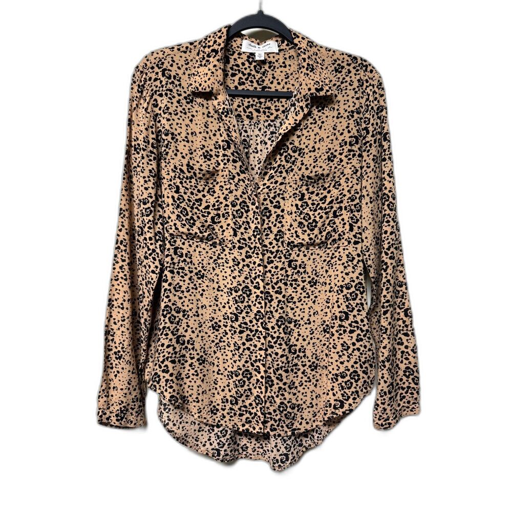 CLOTH & STONE for ANTHROPOLOGIE Leopard Print Long Sleeve Button Down